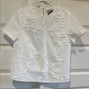 Kate Spade White Blouse with Ruffle Details